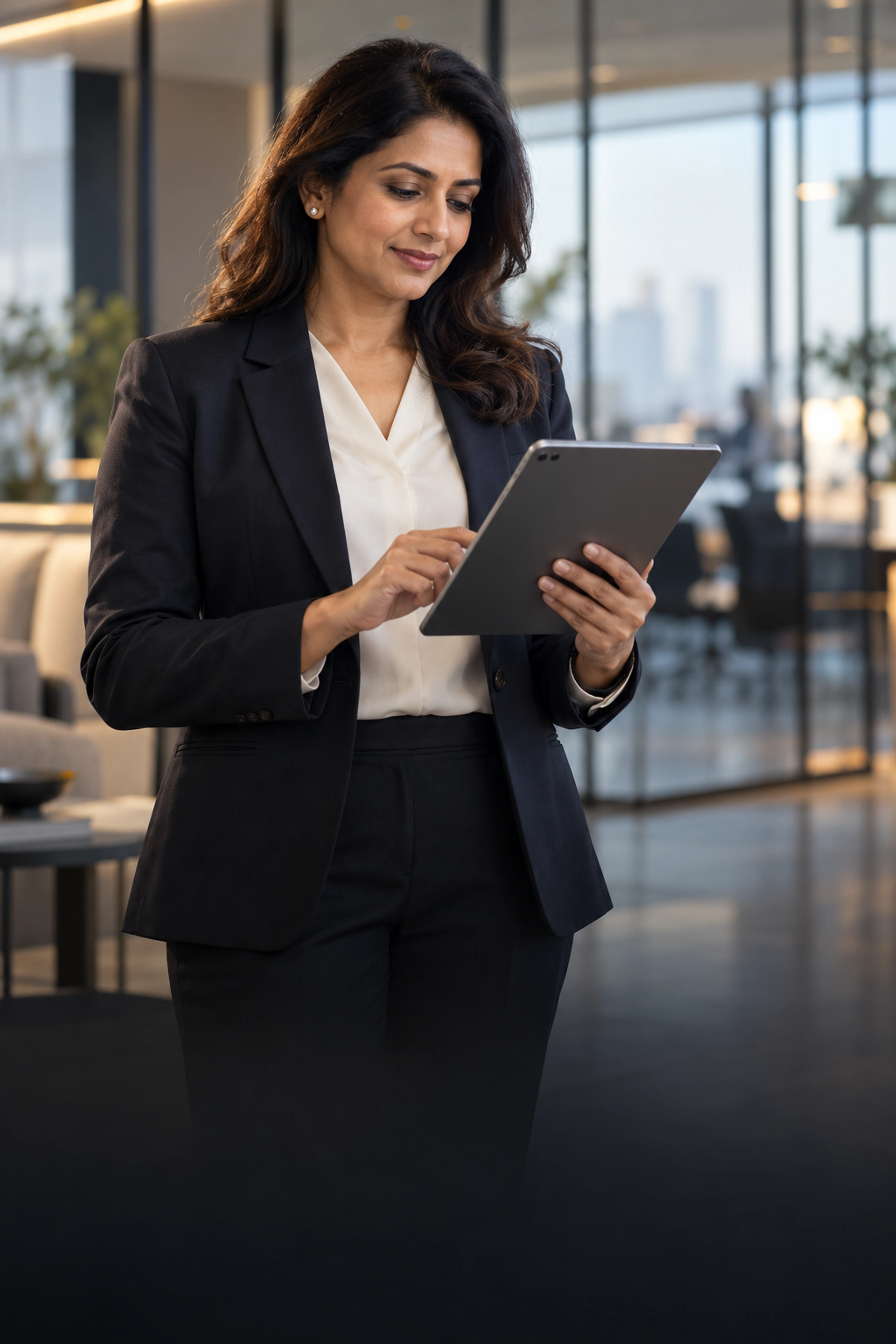 Enterprise operations leader reviewing customer records in a secure CRM