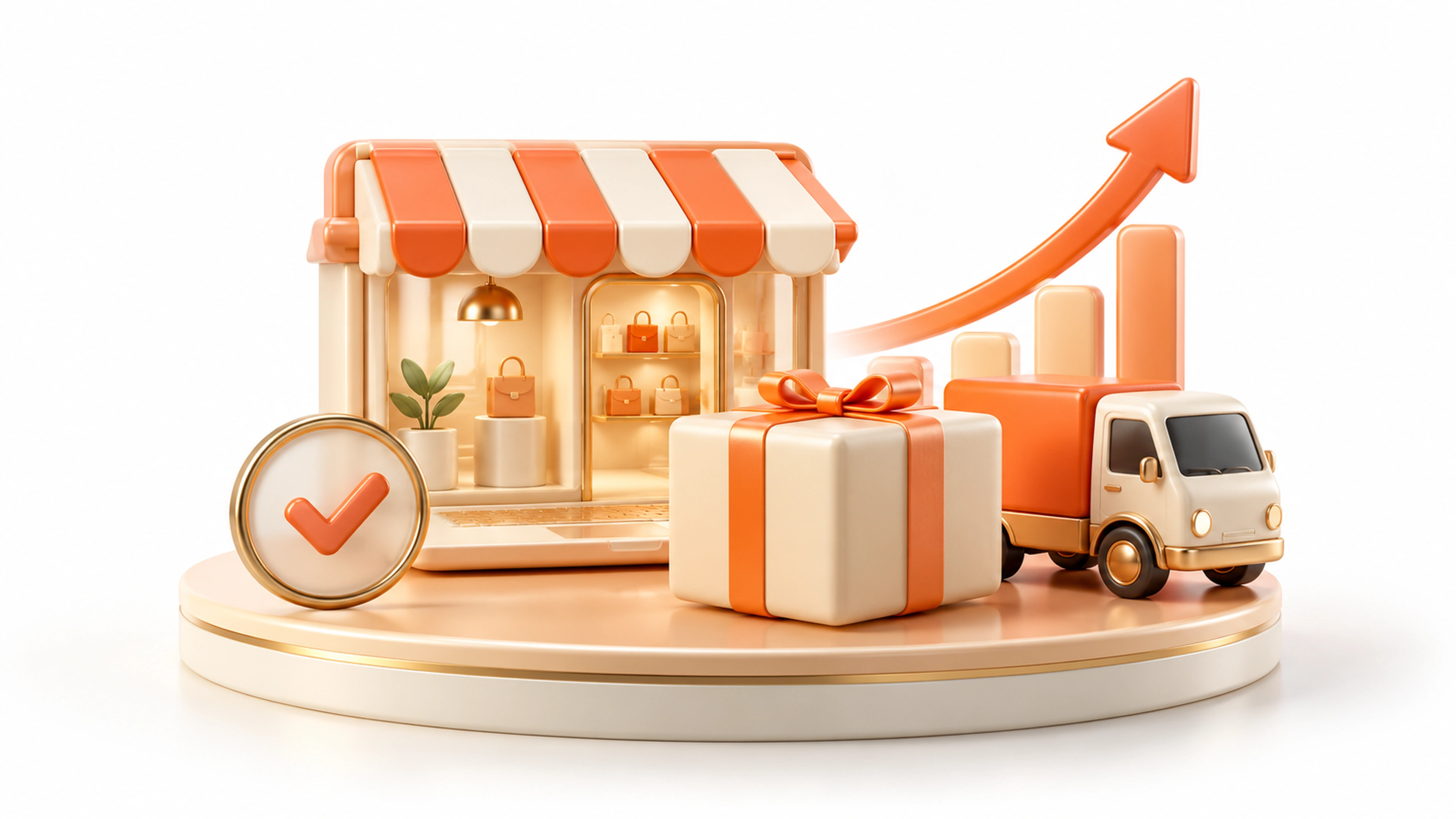 Completed online storefront, delivery parcel and launch confirmation