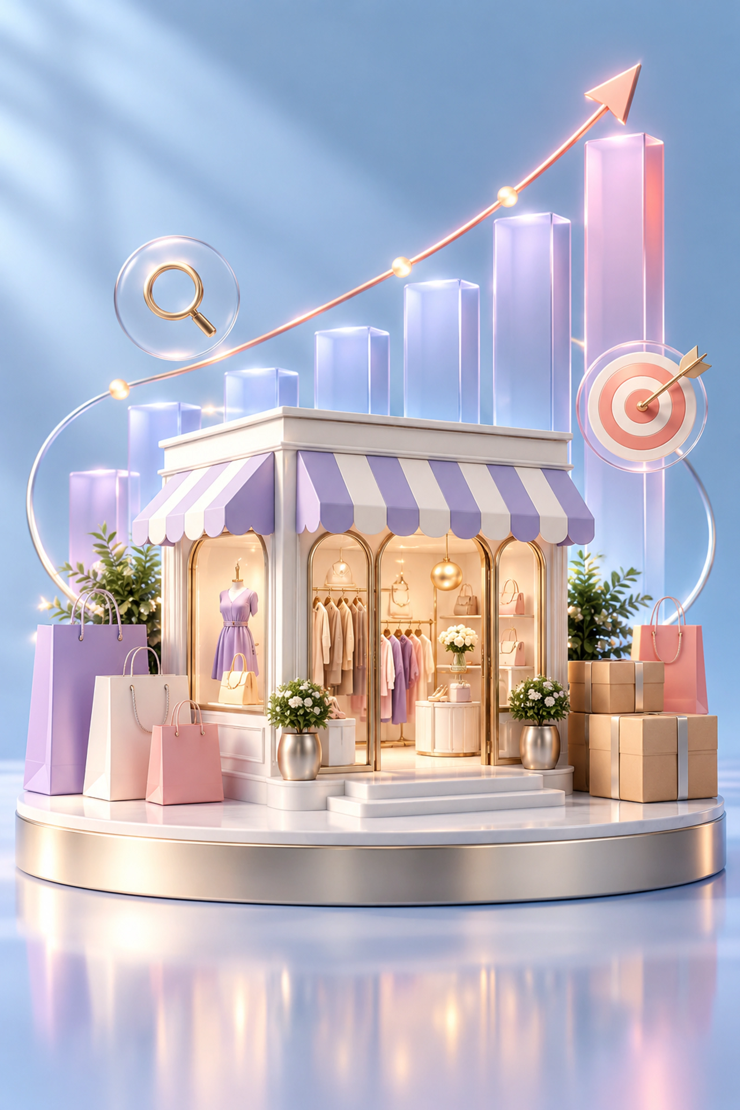 Online boutique connected to sales analytics, search and marketing growth