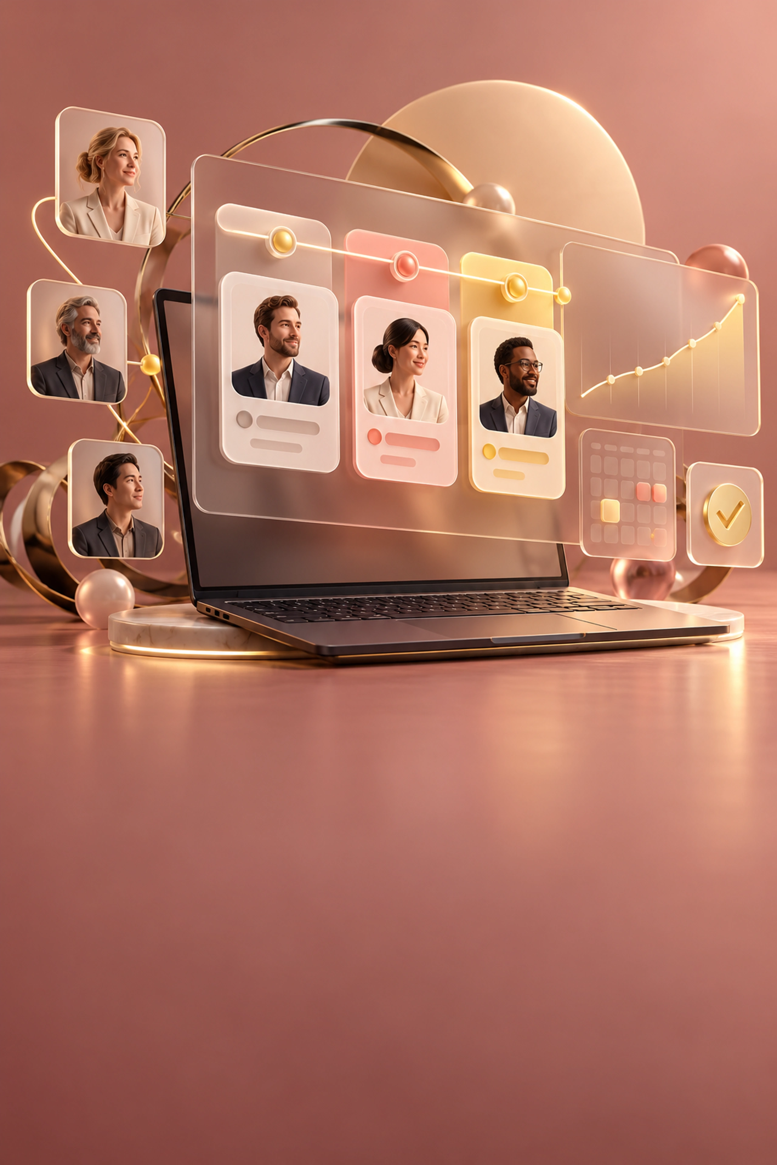 Connected CRM customer profiles, sales pipeline and growth dashboard