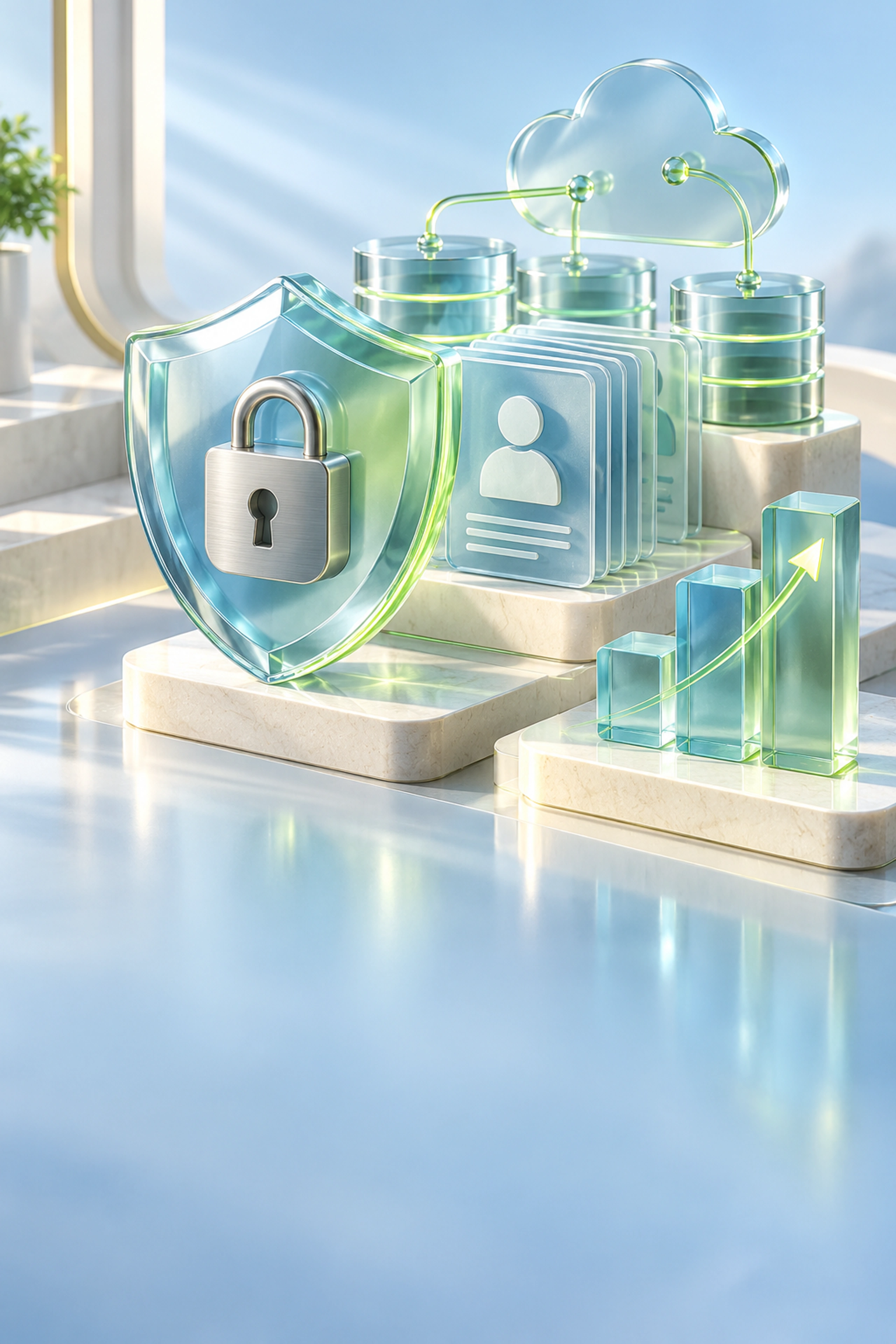 Encrypted customer records protected by a security shield and cloud database