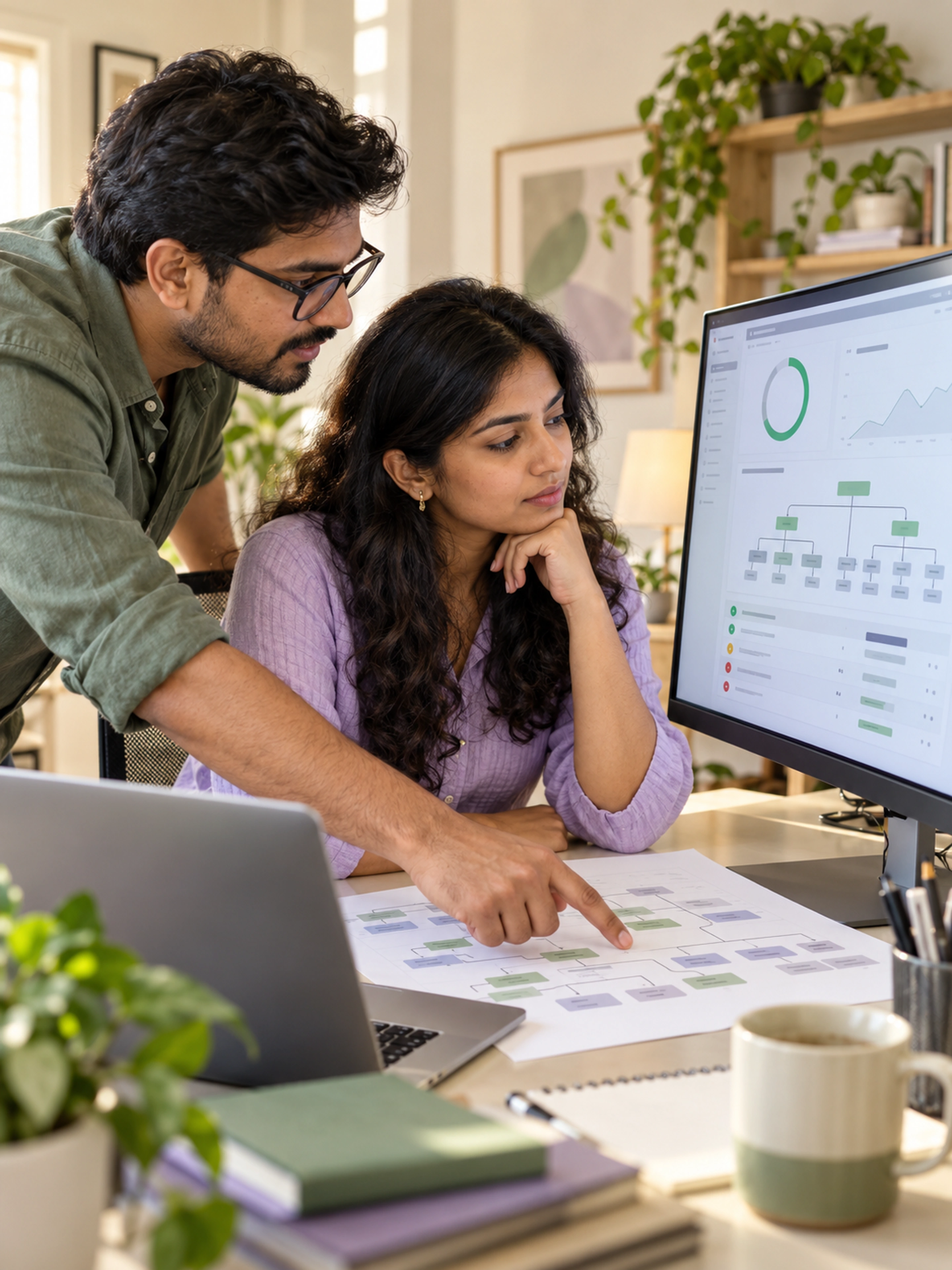 Technical SEO specialists reviewing site speed, crawl structure and audit findings