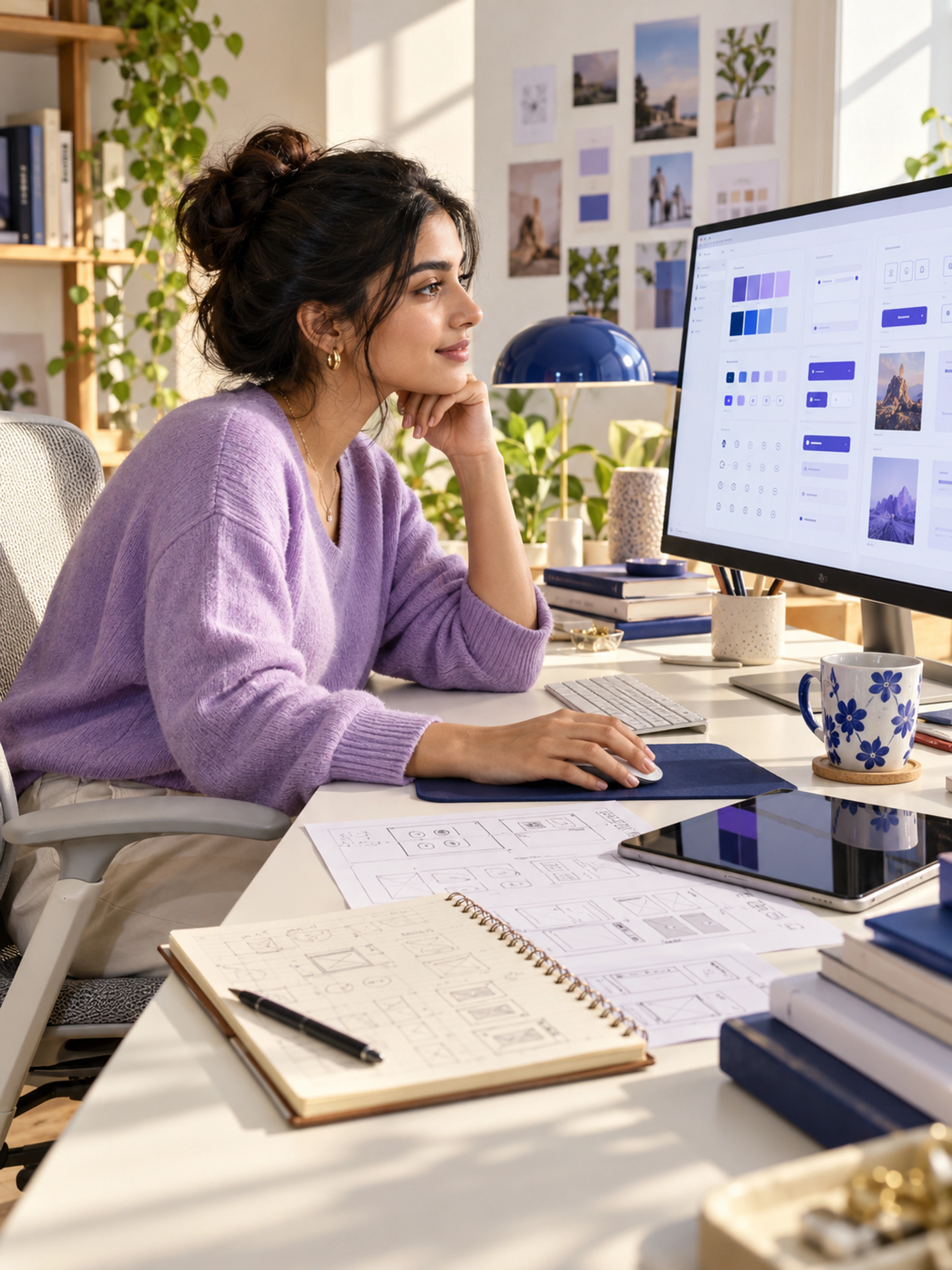 A UI designer reviewing a shared component library