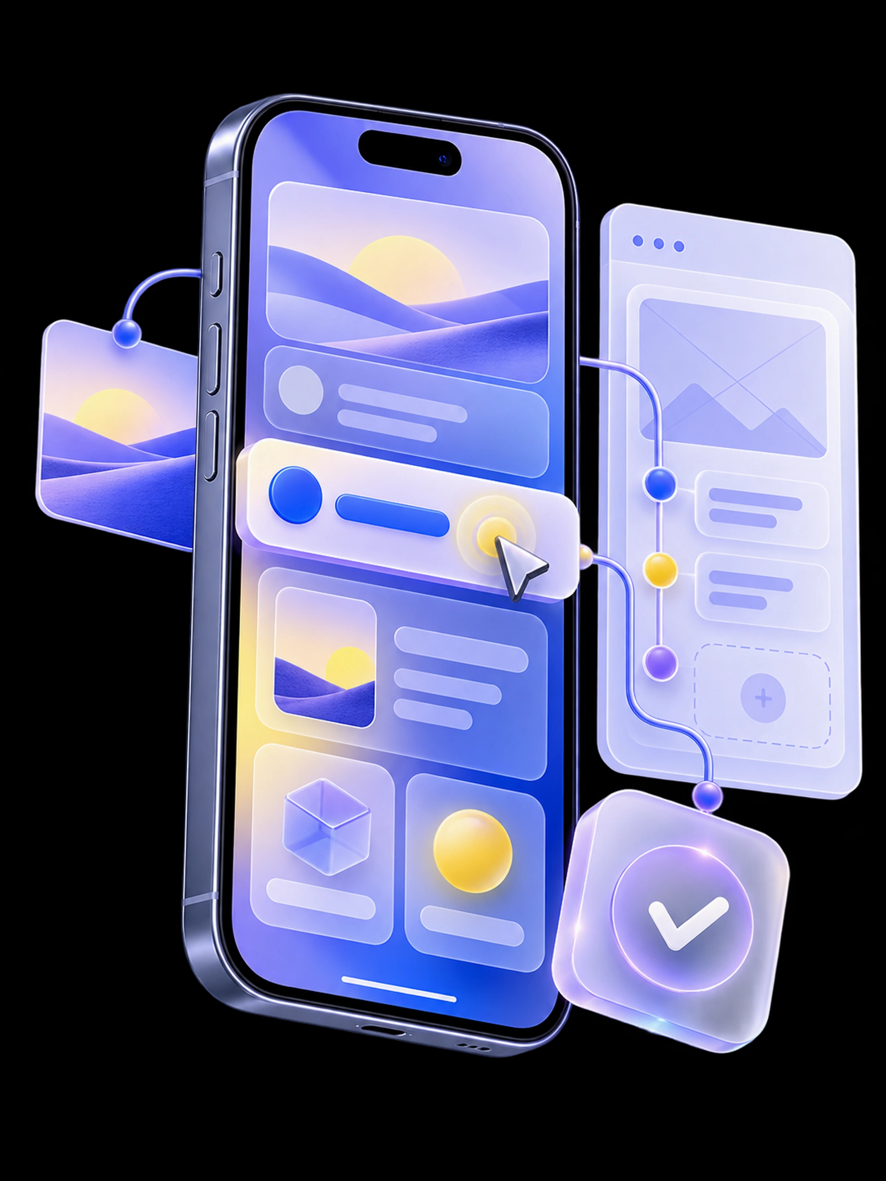 A clickable mobile prototype linked to a wireframe with a highlighted touch target