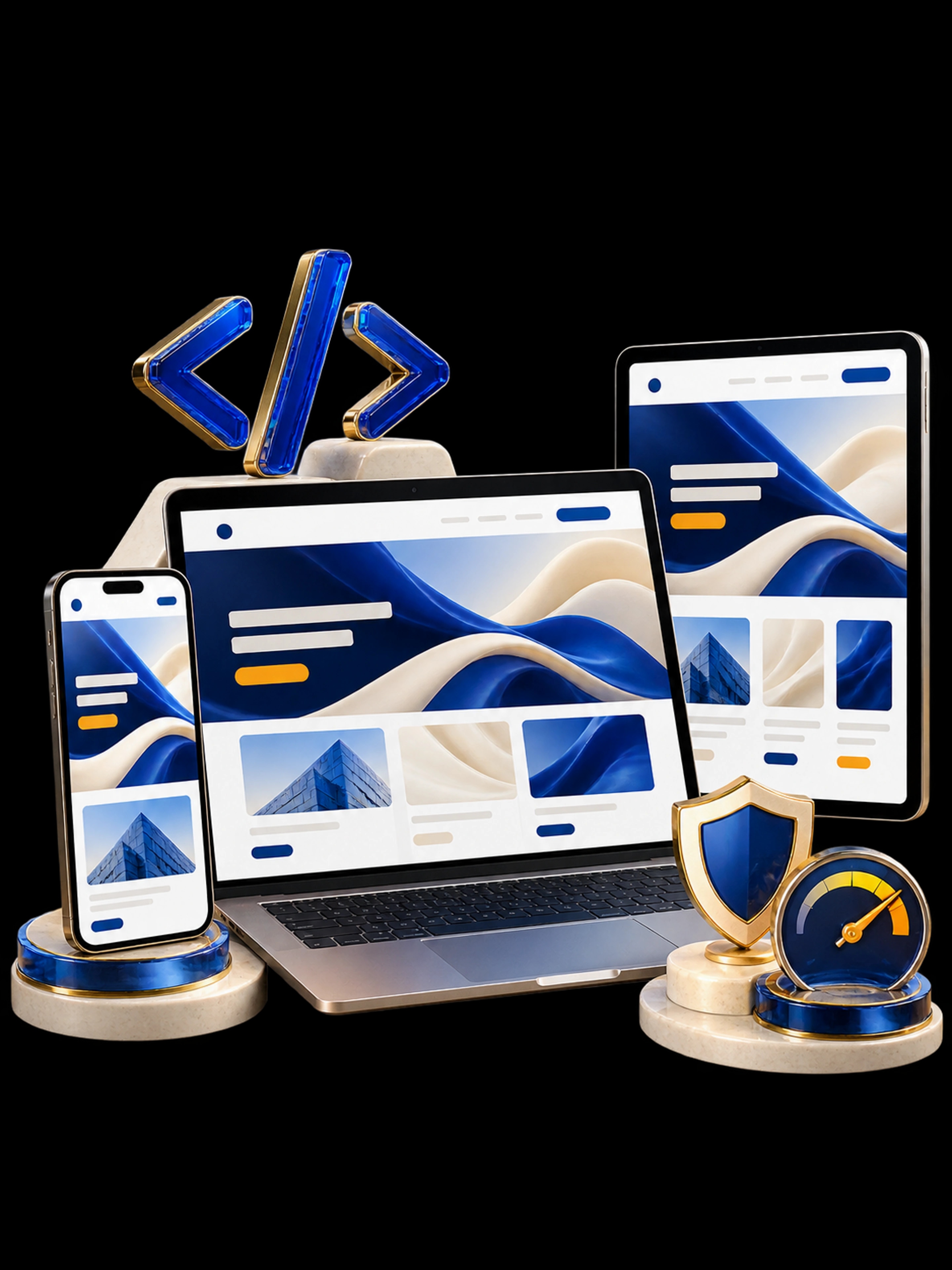 Responsive laptop, tablet and mobile website with secure architecture and fast performance