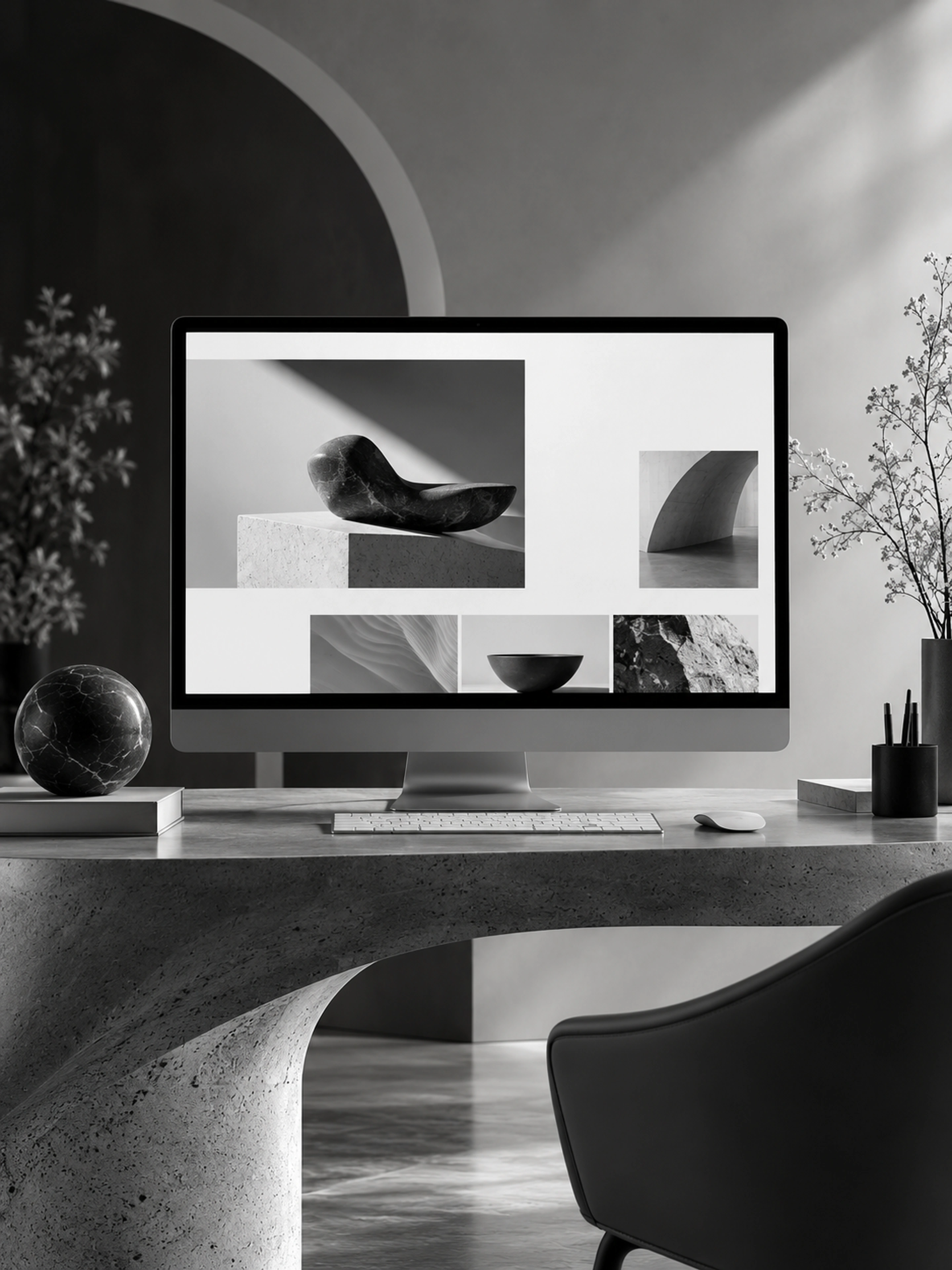 A custom brand website displayed on a desktop monitor