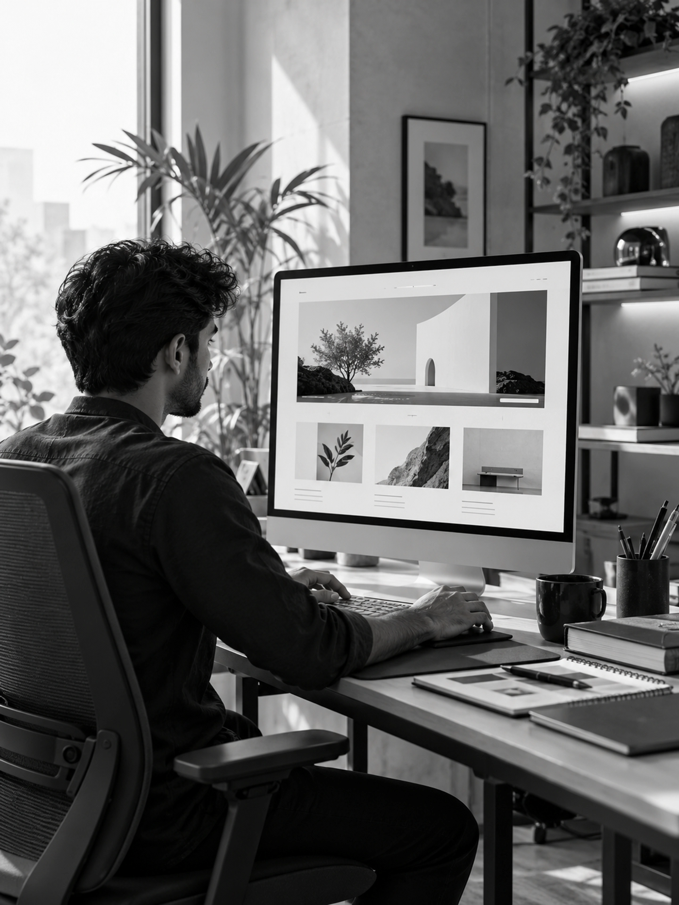 A website designer working on a custom page layout