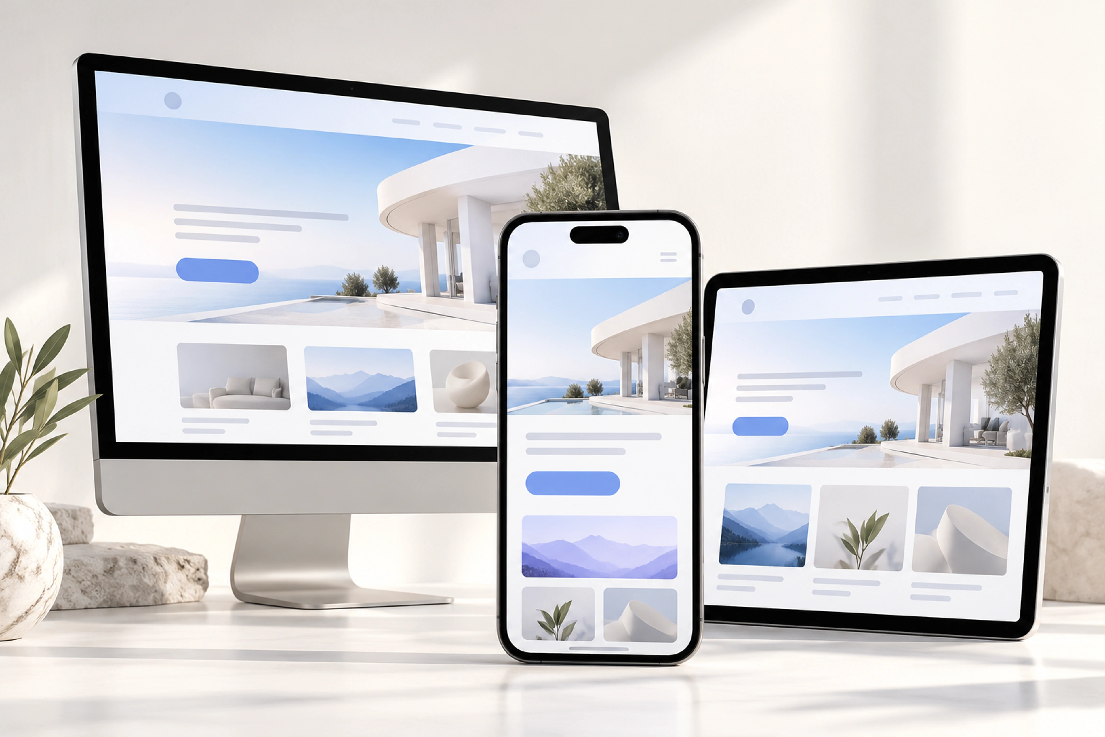 A mobile-first website adapted to phone, tablet, and desktop